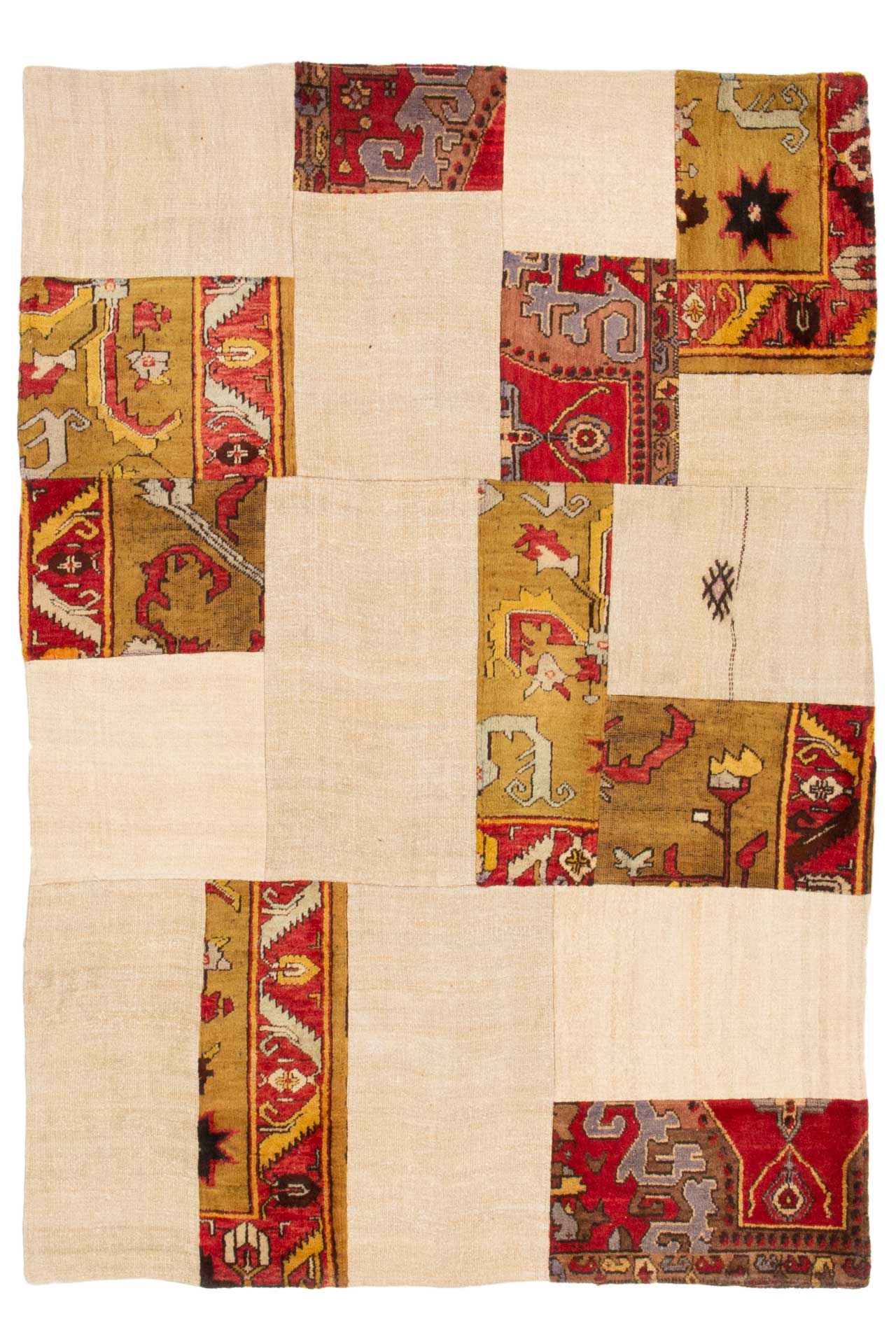 Patchwork Carpet Beige 178x253