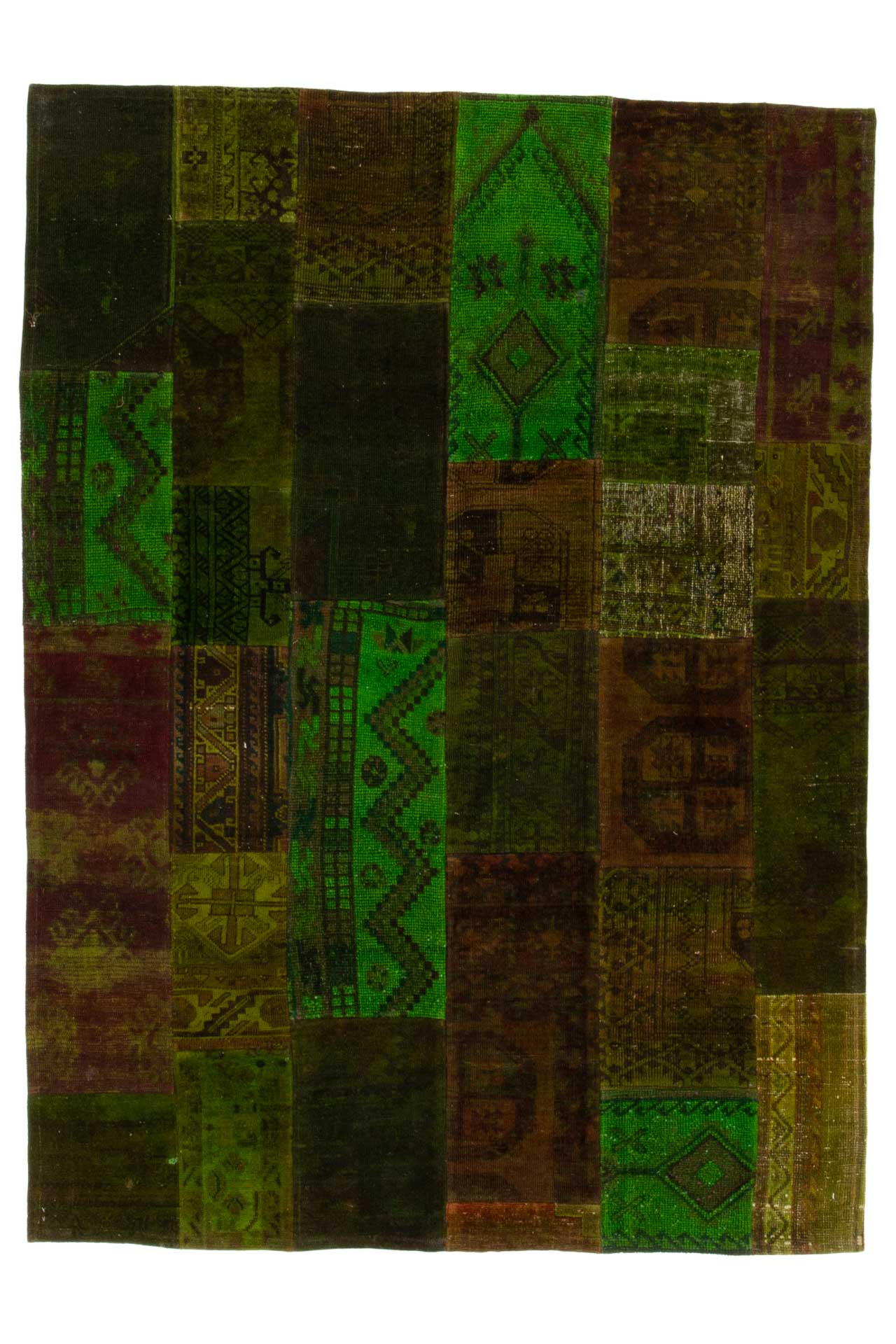 Patchwork Carpet Green 177x243