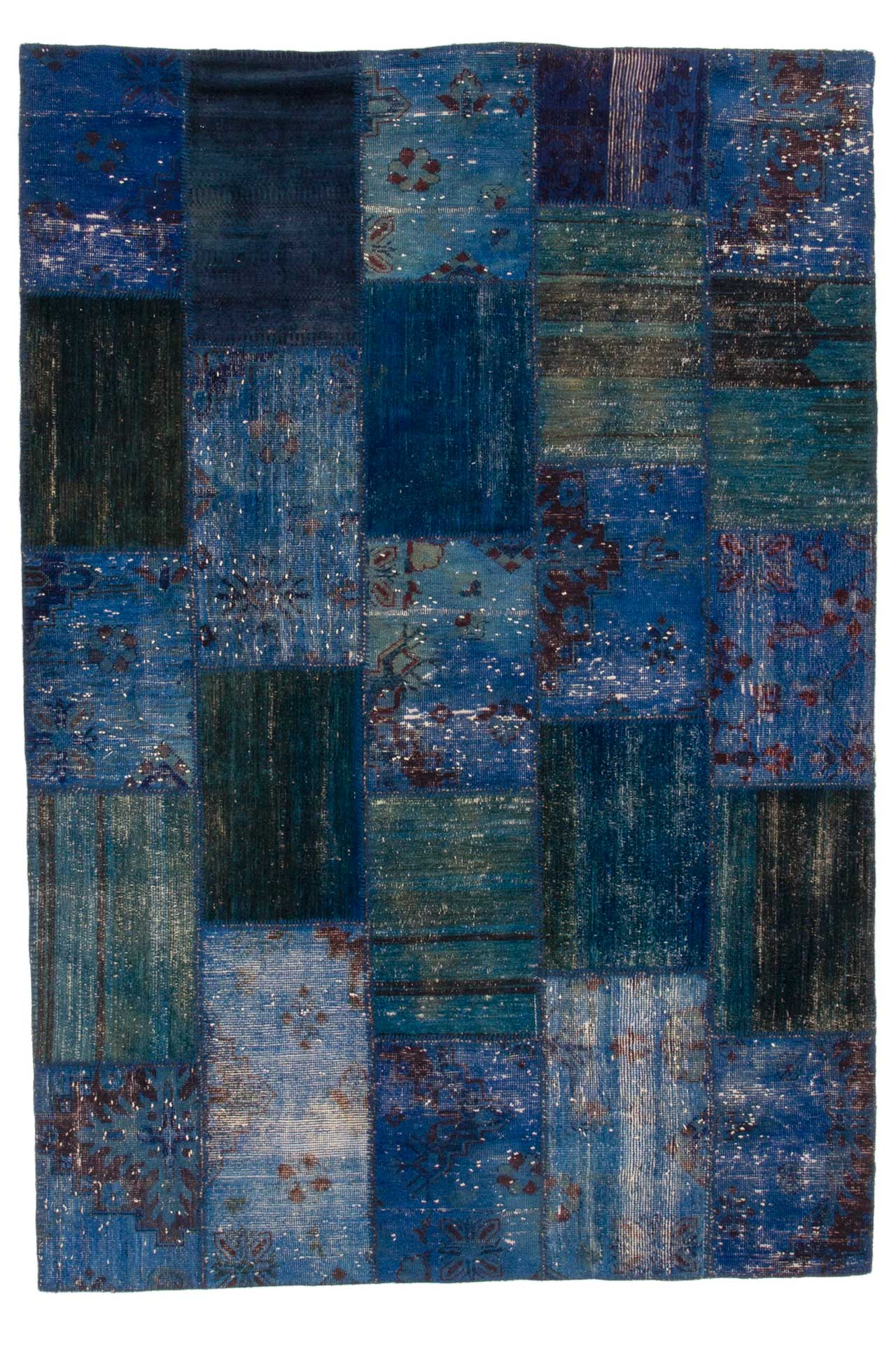 Patchwork Carpet Blue 206x301