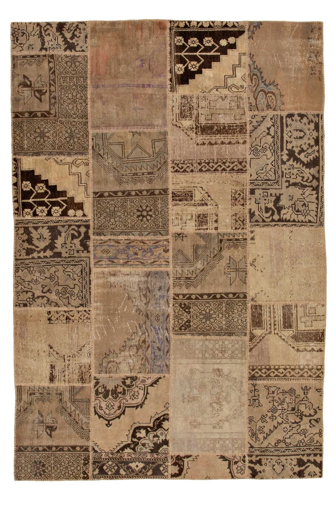 Patchwork Carpet Brown 208x307