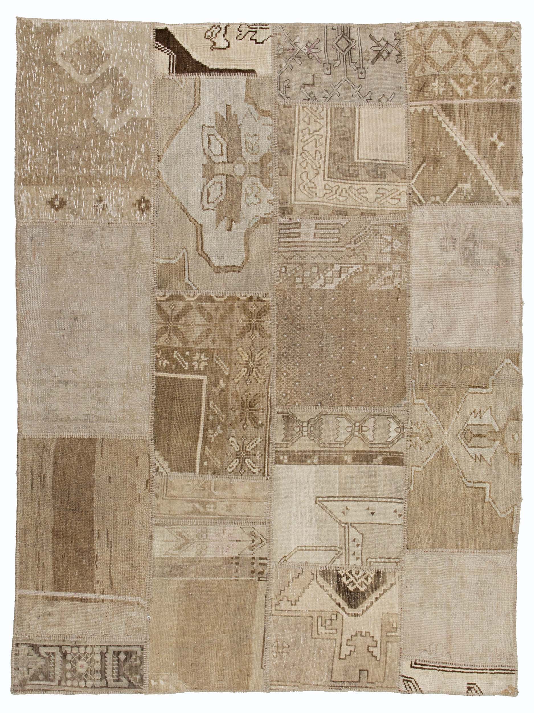 Patchwork Carpet Beige 170x226