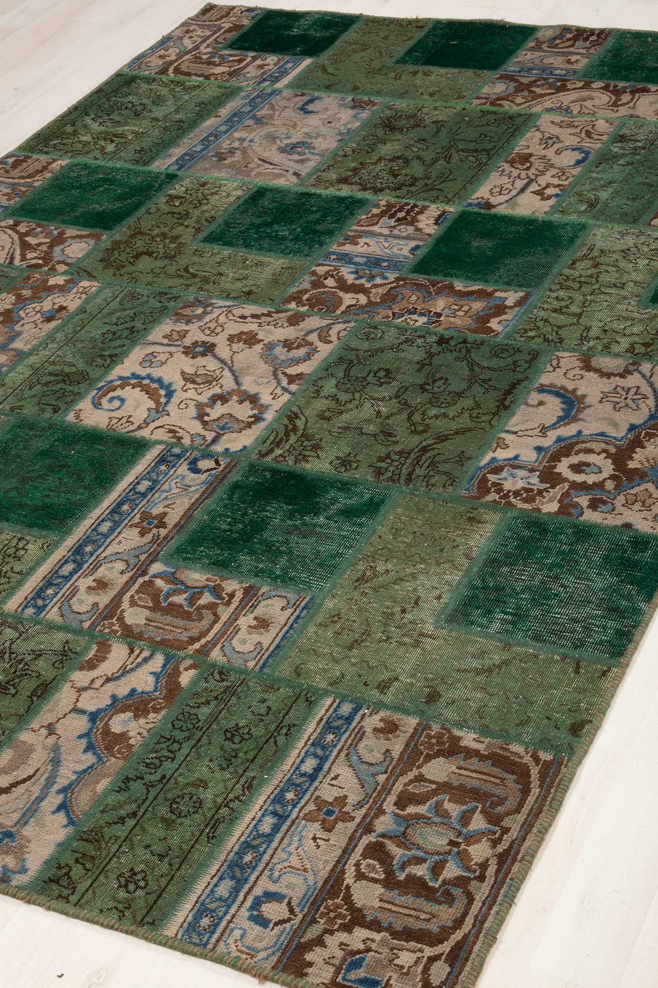 Patchwork Carpet Green 200x300