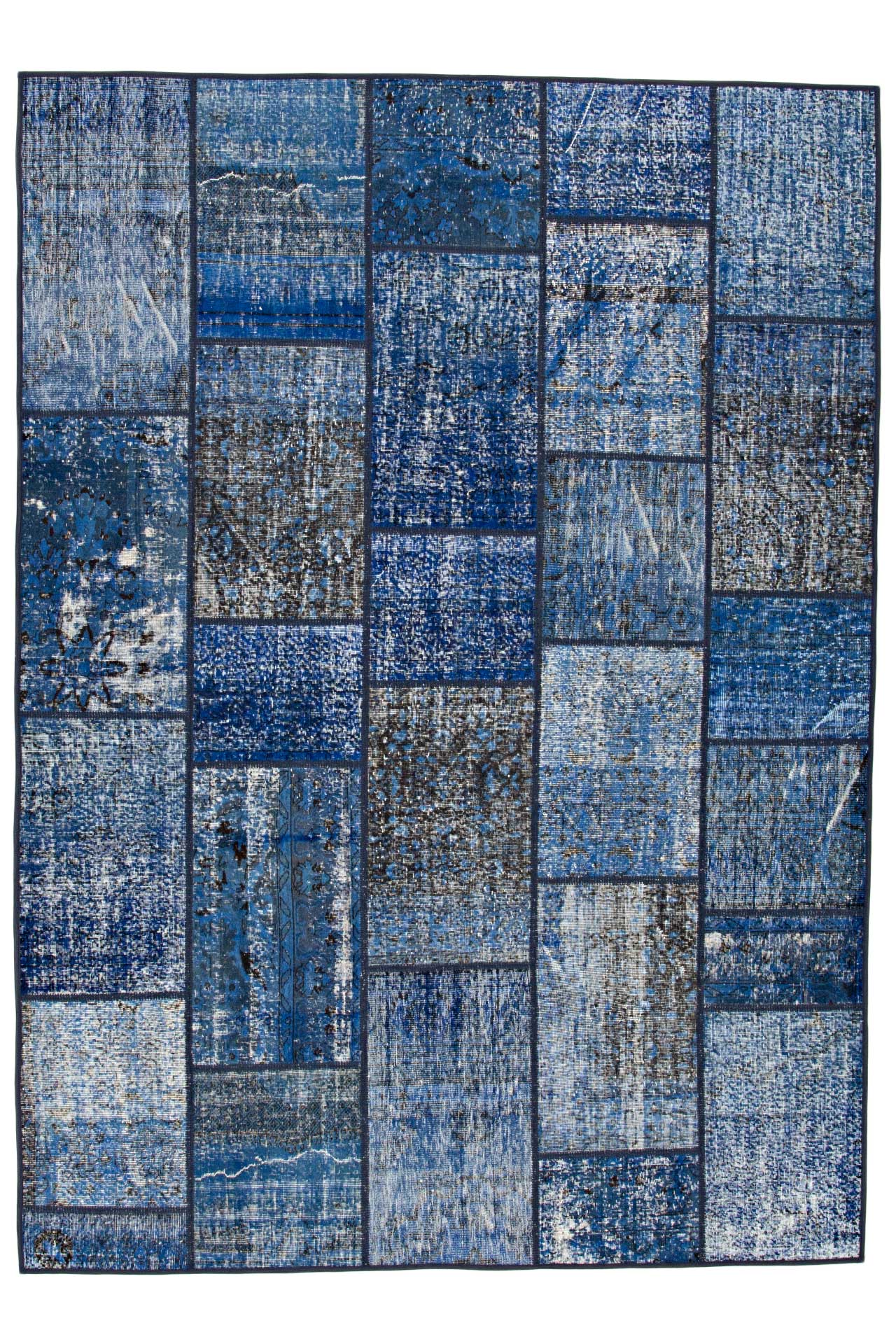 Patchwork Carpet Blue 254x351