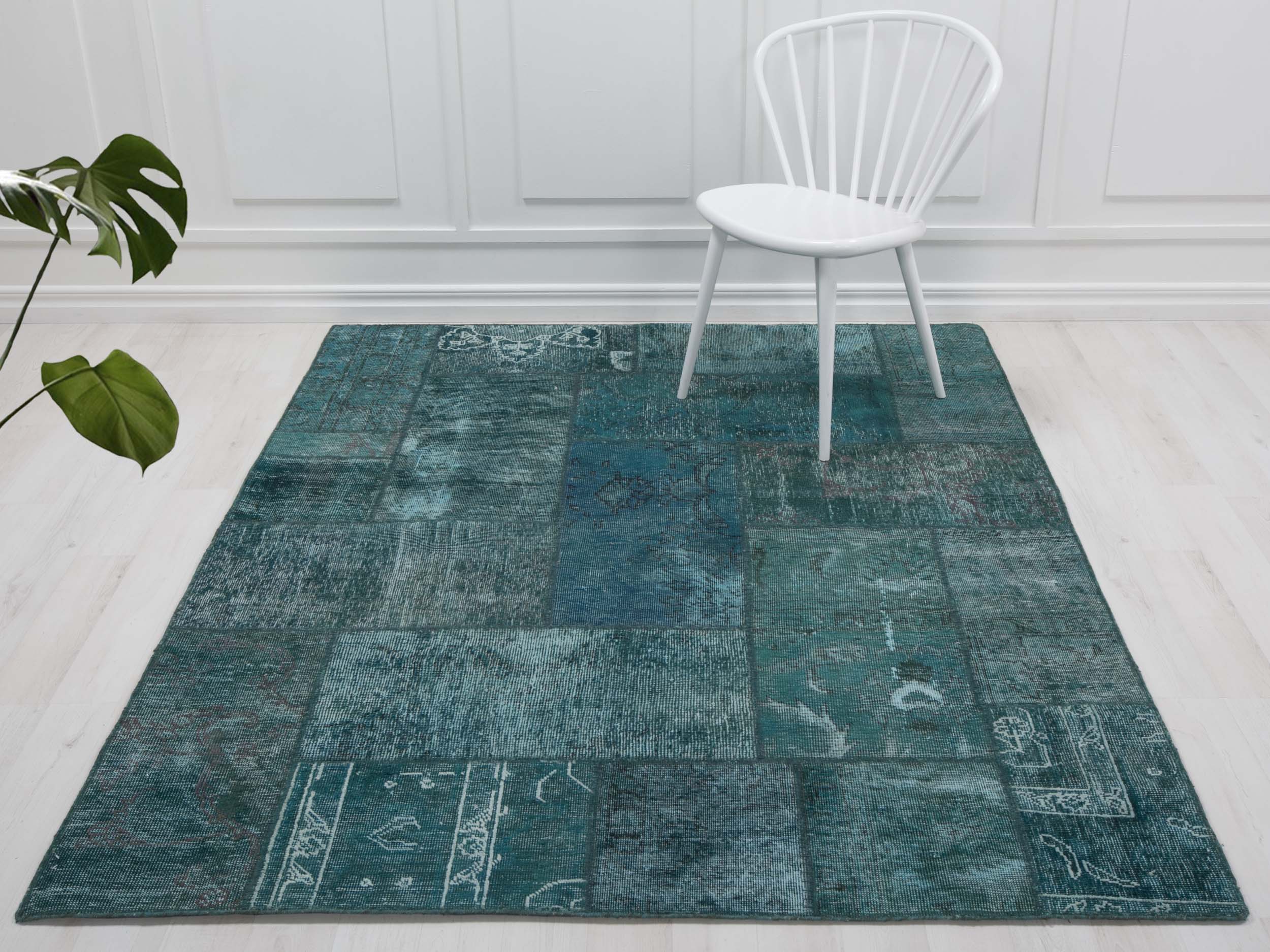Patchwork Carpet Turquoise 160x206